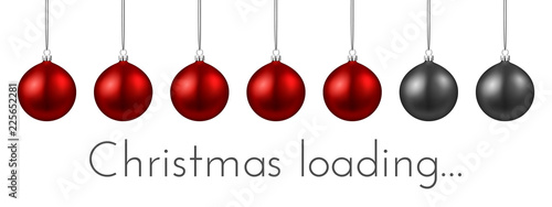 Christmas loading banner with red Christmas balls.