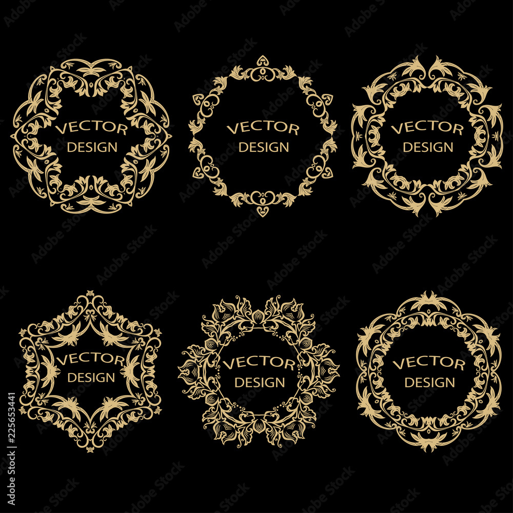 A set of a circular ornament in baroque style.