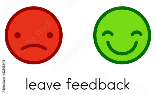 Leave feedback. Positive and negative color smileys buttons.