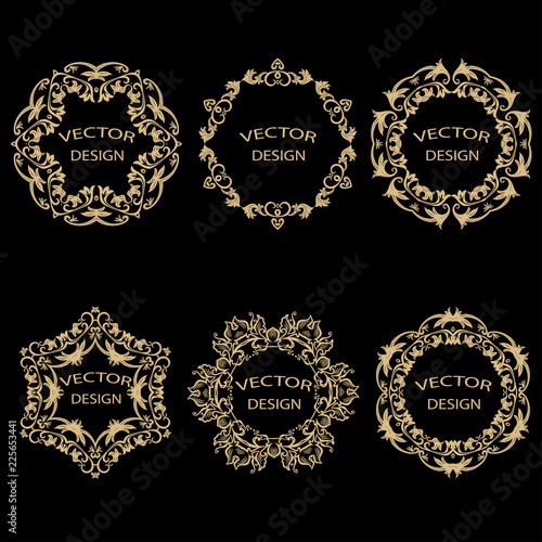 A set of a circular ornament in baroque style.