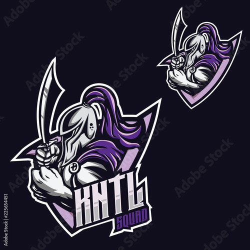 Knight viking esport gaming mascot logo template
