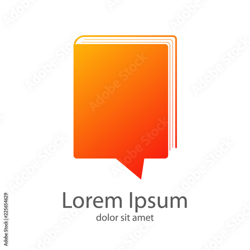Logotipo comentario y libro en color naranja