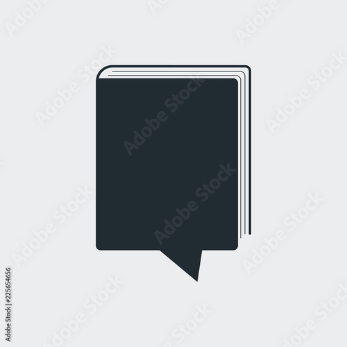 Logotipo comentario y libro en fondo gris