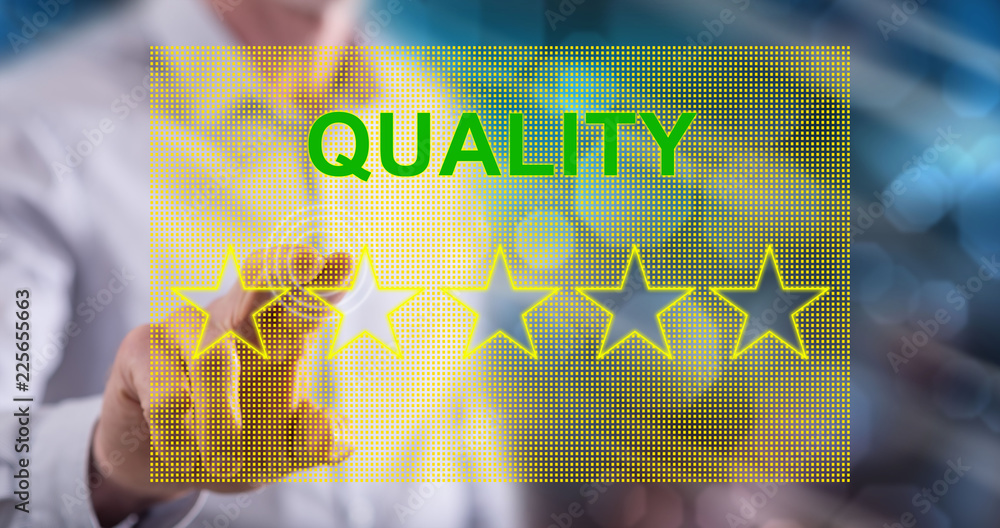 Obraz premium Man touching a quality concept