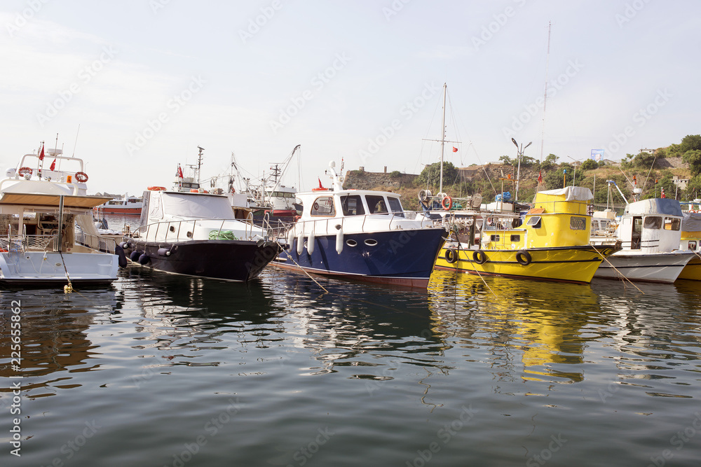 Boats, ships and vessels in the marina in Istanbul, Turkey Boats, ships and vessels in the marina in Istanbul, Turkey