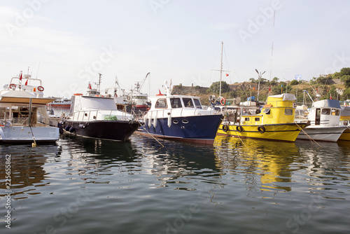 Boats, ships and vessels in the marina in Istanbul, Turkey