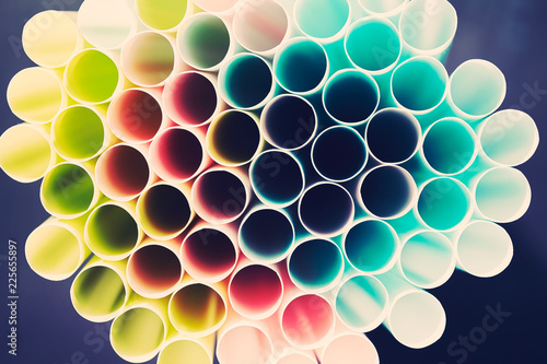 Retro stylized abstract background made of drinking straws.