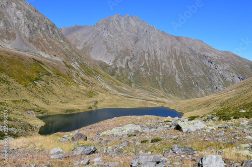 Russia, Arkhyz. Lake Chilik in clear weather photo