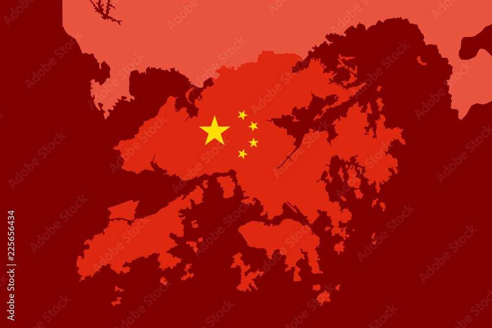 Hong Kong is integrated into mainland China. Hongkong as part of Chinese One state. Unification and reunification of Asian country. Vector illustration Hong Kong is integrated into mainland China. Hongkong as part of Chinese One state. Unification and reunification of Asian country. Vector illustration