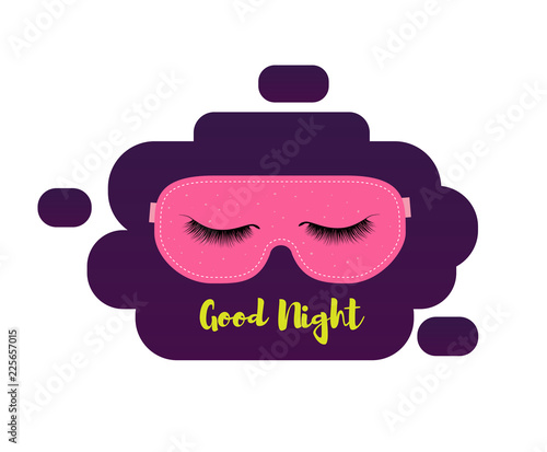 sleeping mask with eyelashes. Sleep and nigt accessory. good night