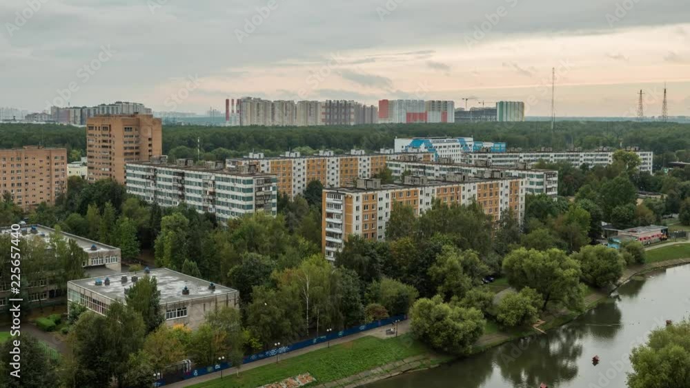 Residential urban area of Moscow city. Timelapse Residential urban area of Moscow city. Timelapse