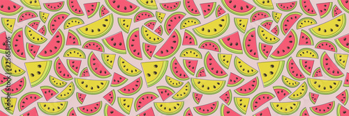 Summer pattern with watermelons and melons. Vector.