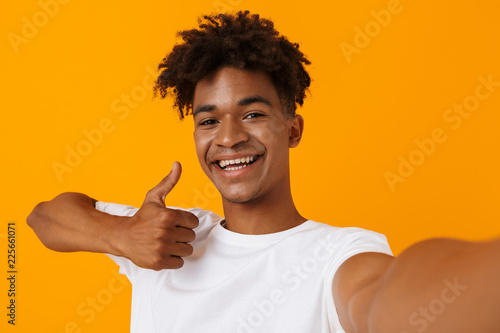 Cheerful young african man in t-shirt