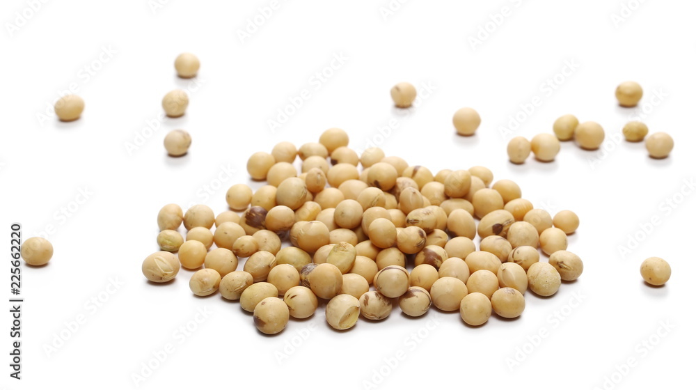 Organic raw soy, soybeans isolated on white background Organic raw soy, soybeans isolated on white background