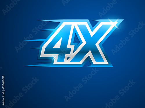 4x Faster. Blue vector sign
