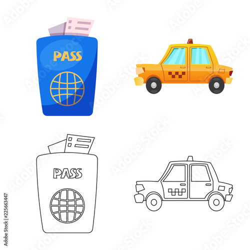 Vector design of airport and airplane symbol. Collection of airport and plane stock vector illustration.