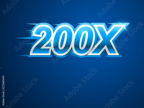 200x Faster. Blue vector sign