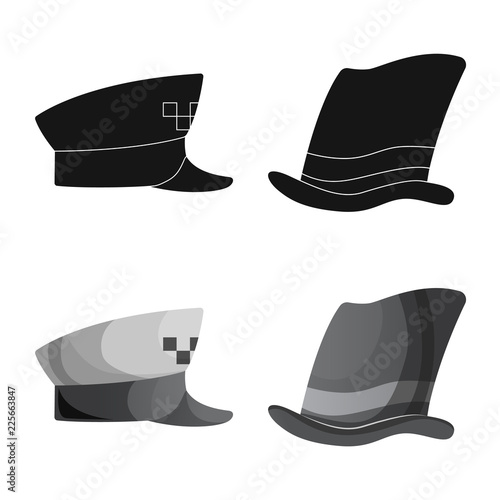 Vector design of headgear and cap icon. Set of headgear and accessory stock symbol for web.