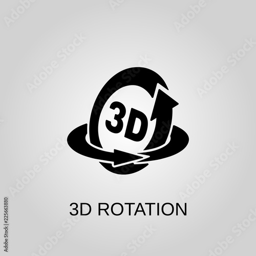 3d rotation icon. 3d rotation symbol. Flat design. Stock - Vector illustration