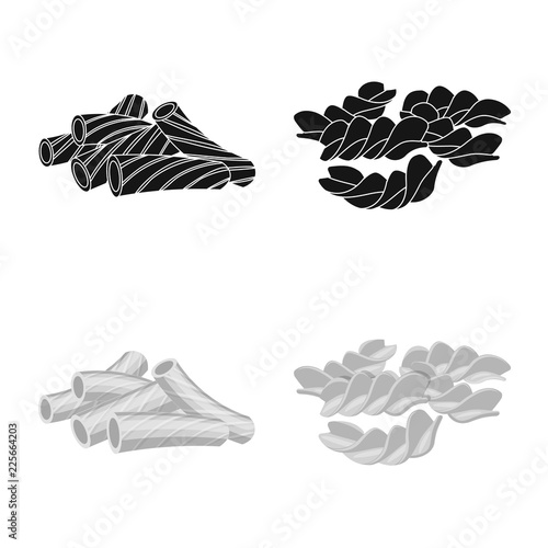Vector design of pasta and carbohydrate logo. Set of pasta and macaroni vector icon for stock.