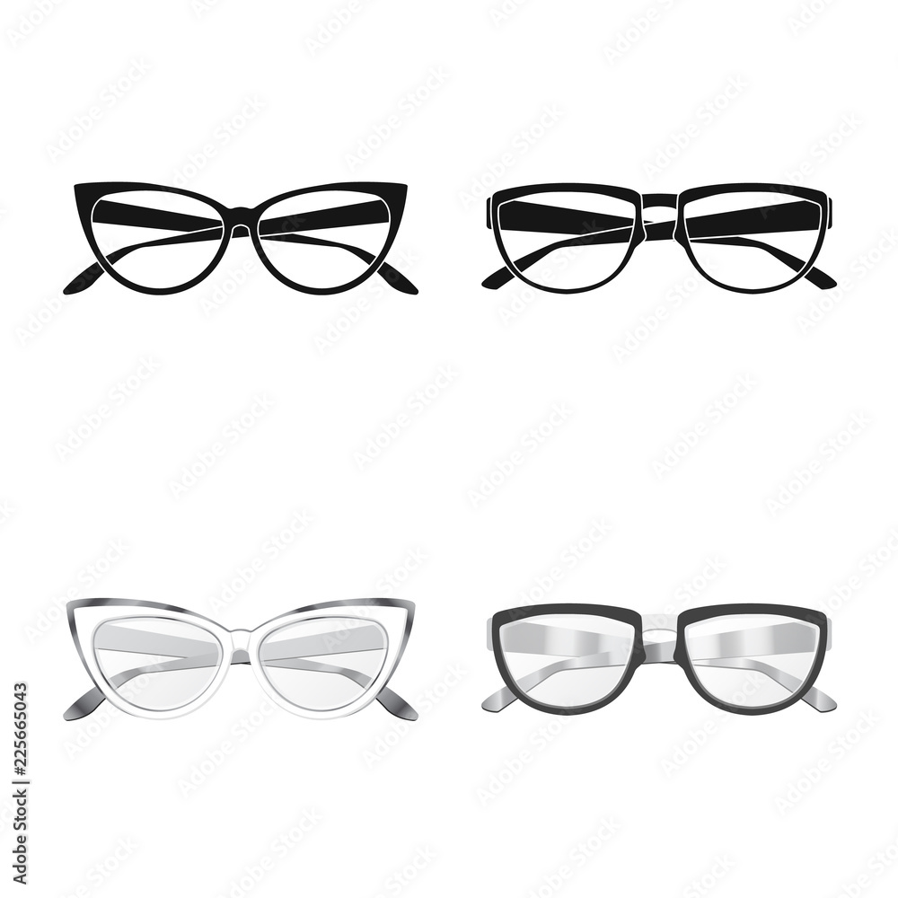 Vector design of glasses and frame icon. Collection of glasses and accessory vector icon for stock. Vector design of glasses and frame icon. Collection of glasses and accessory vector icon for stock.
