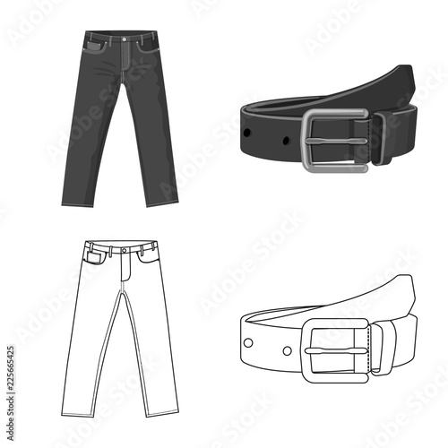 Vector illustration of man and clothing symbol. Collection of man and wear stock symbol for web.