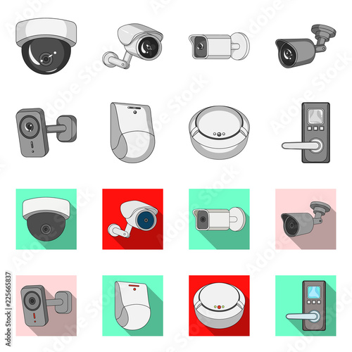 Vector illustration of cctv and camera icon. Collection of cctv and system vector icon for stock.