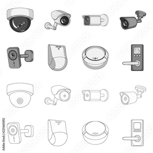 Vector illustration of cctv and camera logo. Collection of cctv and system vector icon for stock.