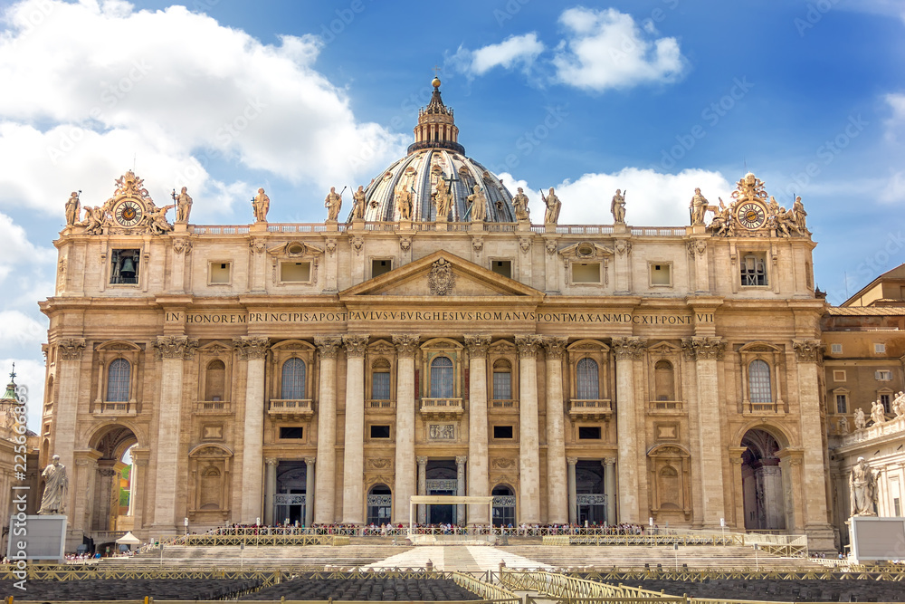 Grand Cathedral of St Peter's in Vatican, Rome, facade view