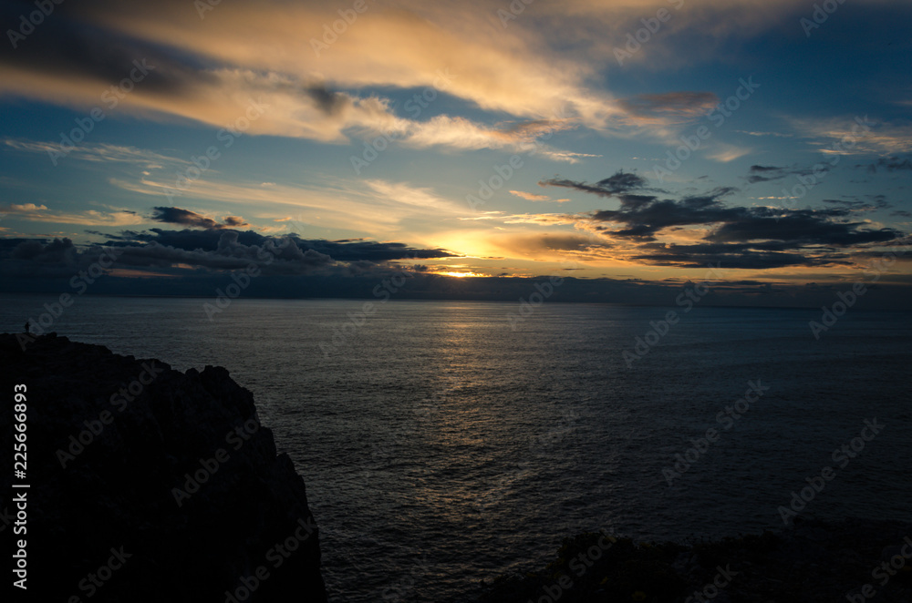 Sunset over the sea from Portugals southern most tip, Cape St Vincent