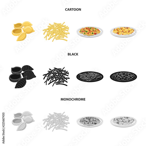 Isolated object of pasta and carbohydrate logo. Set of pasta and macaroni stock symbol for web.