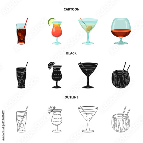Vector design of drink and bar logo. Collection of drink and party vector icon for stock.