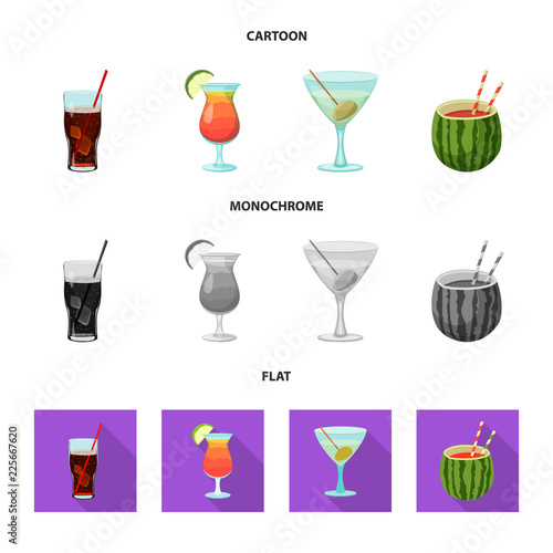 Vector design of drink and bar logo. Collection of drink and party stock vector illustration.