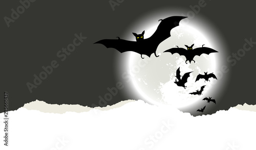 Halloween background with two pumpkins hanging on the tree
