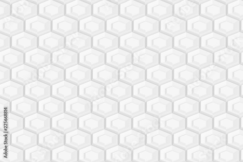 Texture of hexagonal three-dimensional grid with cells of different depths with ledges. 3d illustration