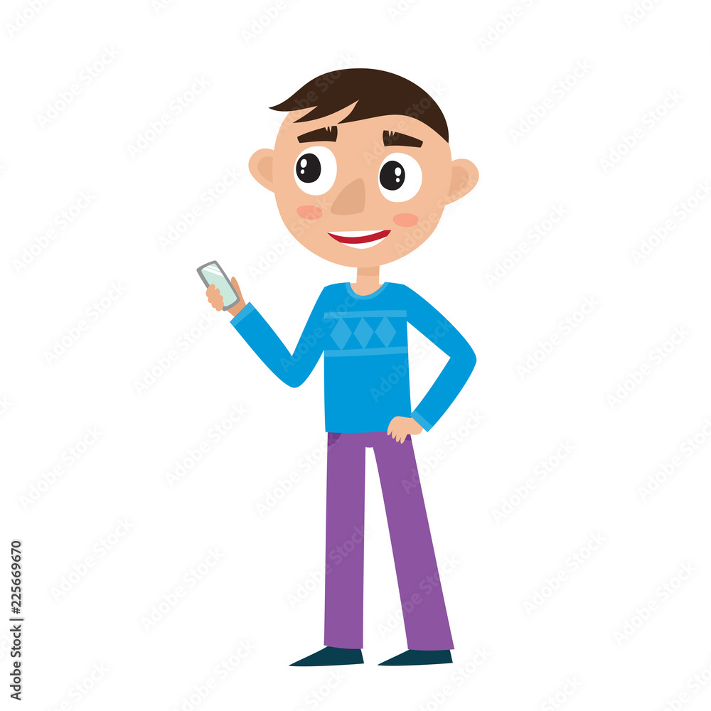 Cute cartoon business man with phone isolated on white. Cute cartoon business man with phone isolated on white.