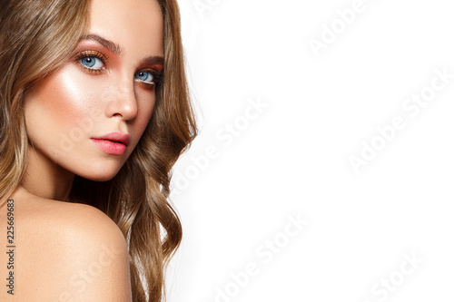 Beautiful woman portrait with nice make up and pure fresh skin.