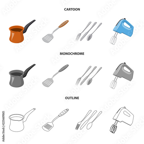 Vector design of kitchen and cook symbol. Collection of kitchen and appliance stock vector illustration.