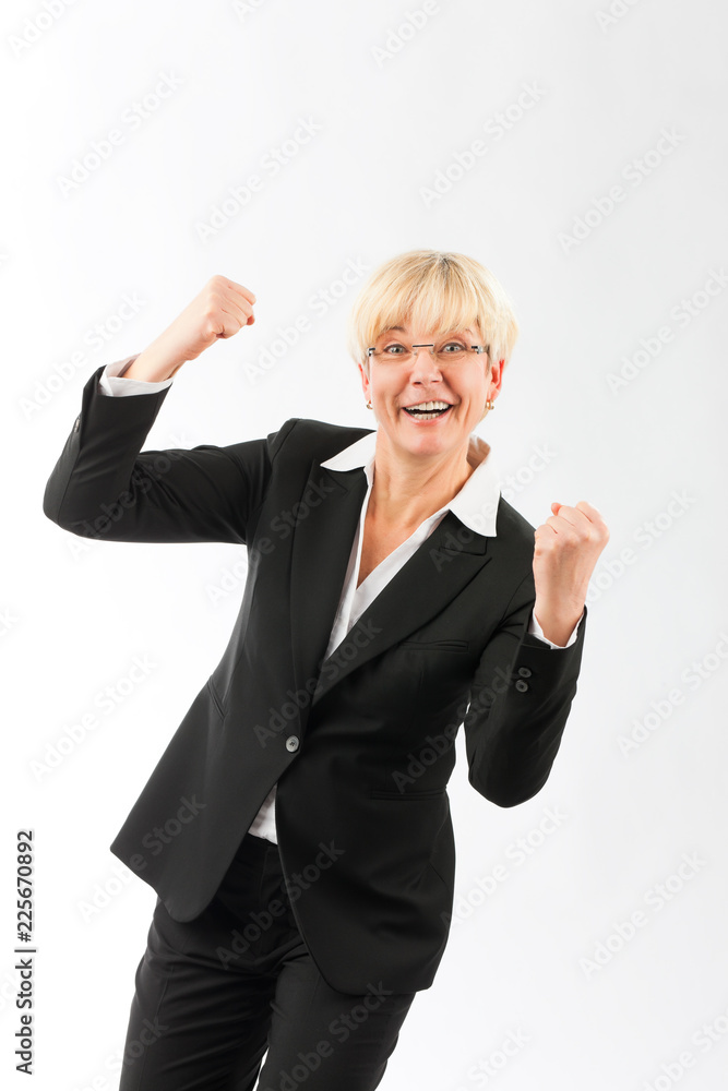 Portrait of successful blonde mature businesswoman isolated over white background Portrait of successful blonde mature businesswoman isolated over white background