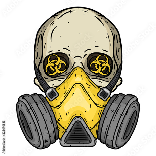 Skull. Skull with gas mask. Skull with respirator.