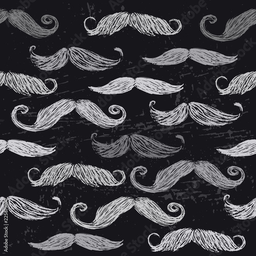 Ink hand drawn retro seamless pattern with mustaches