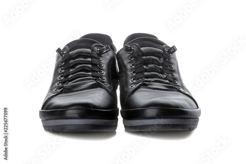 Black women's sneakers. women's shoes. black style. on white isolated background