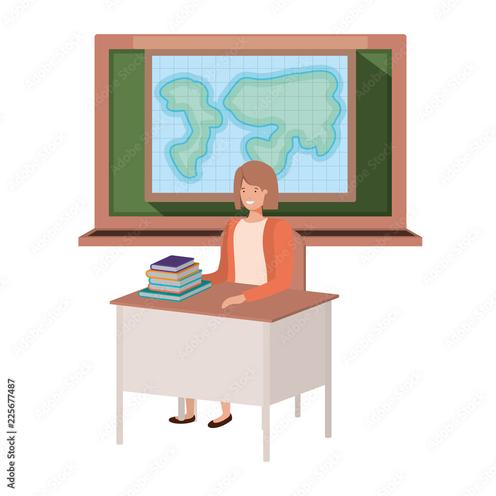 female teacher in the geography class female teacher in the geography class