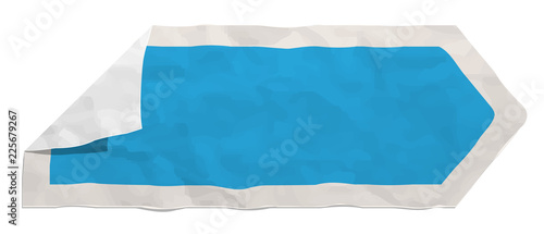 blue arrow on crumpled paper