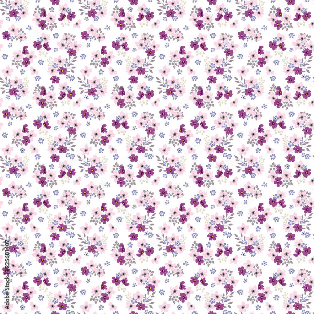 Fashionable pattern in small flowers. Floral seamless background for textiles, fabrics, covers, wallpapers, print, gift wrapping and scrapbooking. Raster copy. 