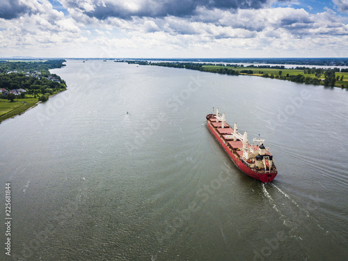 Cargo ship near the Port of Montreal on the St-Lawrence River