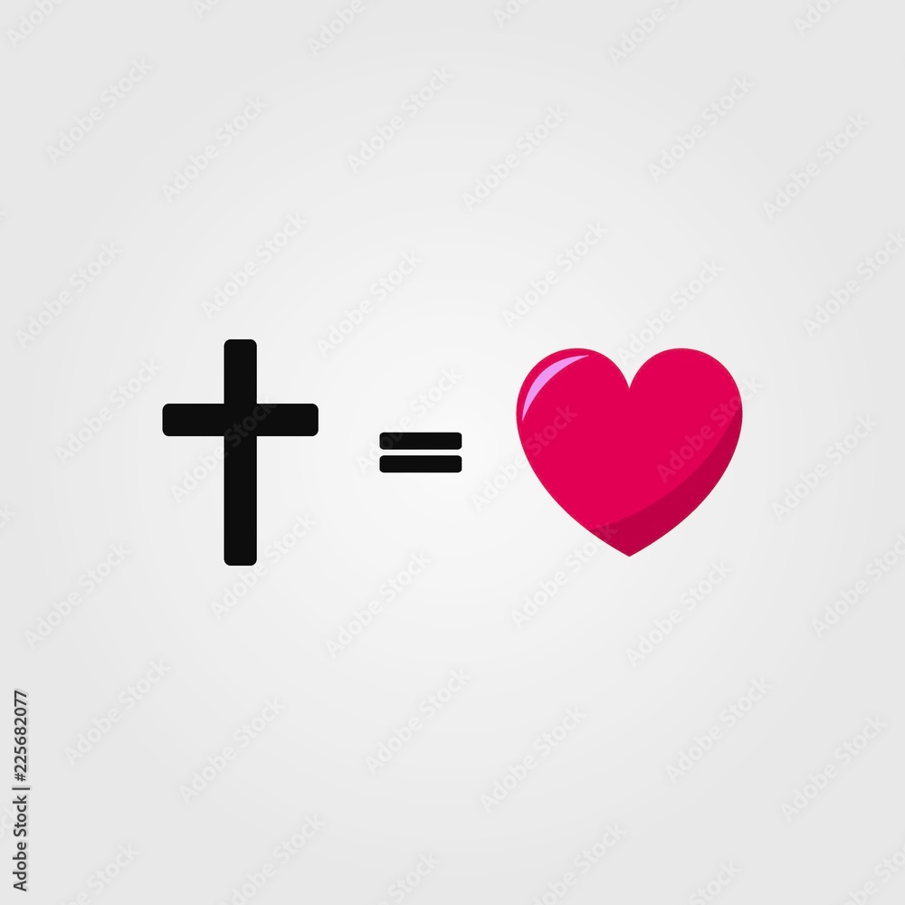 heart and cross icon on white background. illustration heart and cross icon on white background. illustration