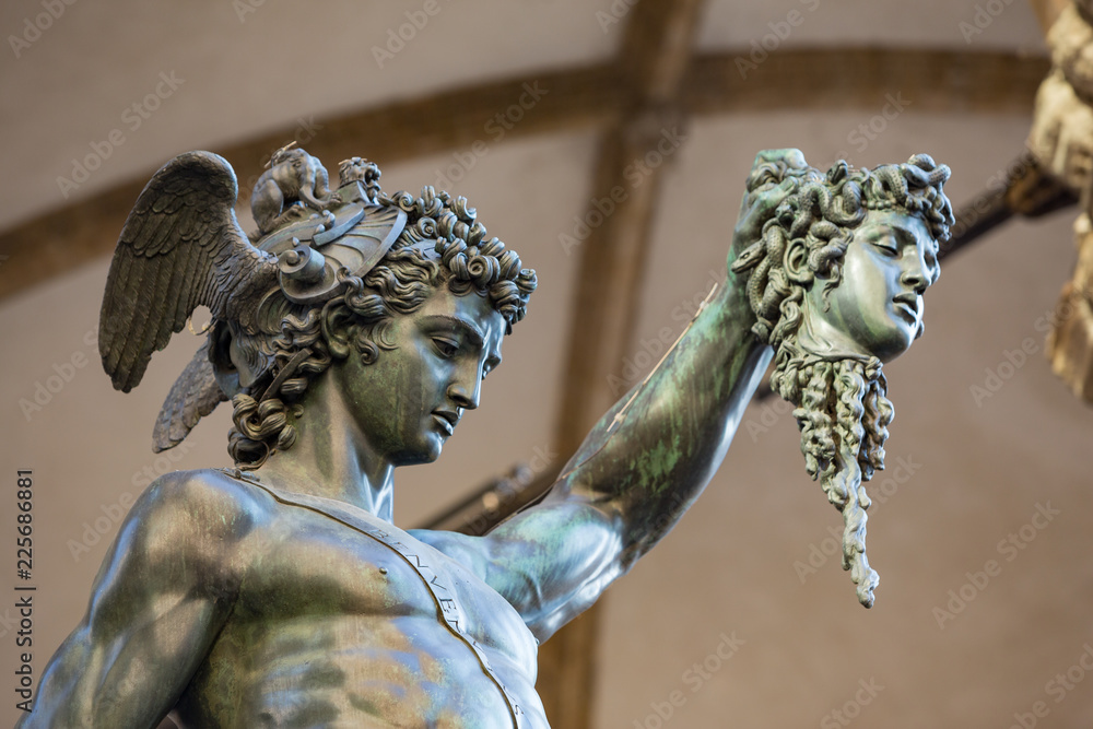 Perseus with the Head of Medusa is a bronze sculpture made by Benvenuto  Cellini, located under Loggia dei Lanzi in Florence, Tuscany Stock Photo |  Adobe Stock