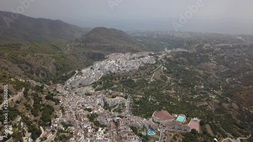 Aerial view of beautiful old town Frigiliana from Costa del Sol Malaga Spain