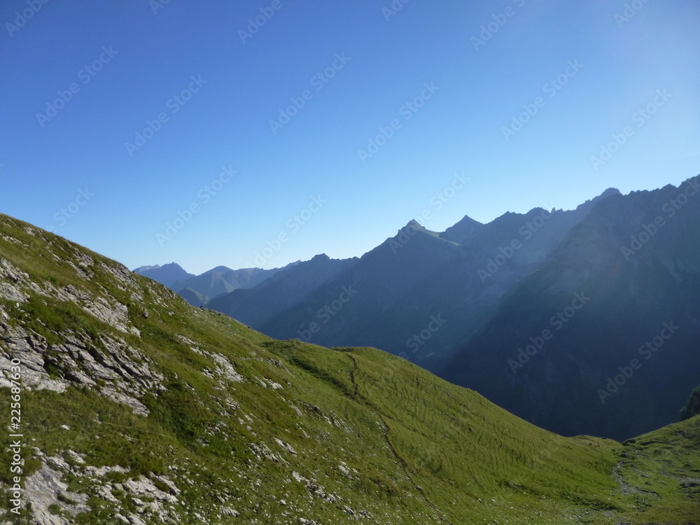 Mountains in the alps, blue sky